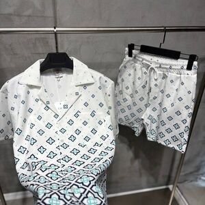 White Patterned Shirt and Shorts Set